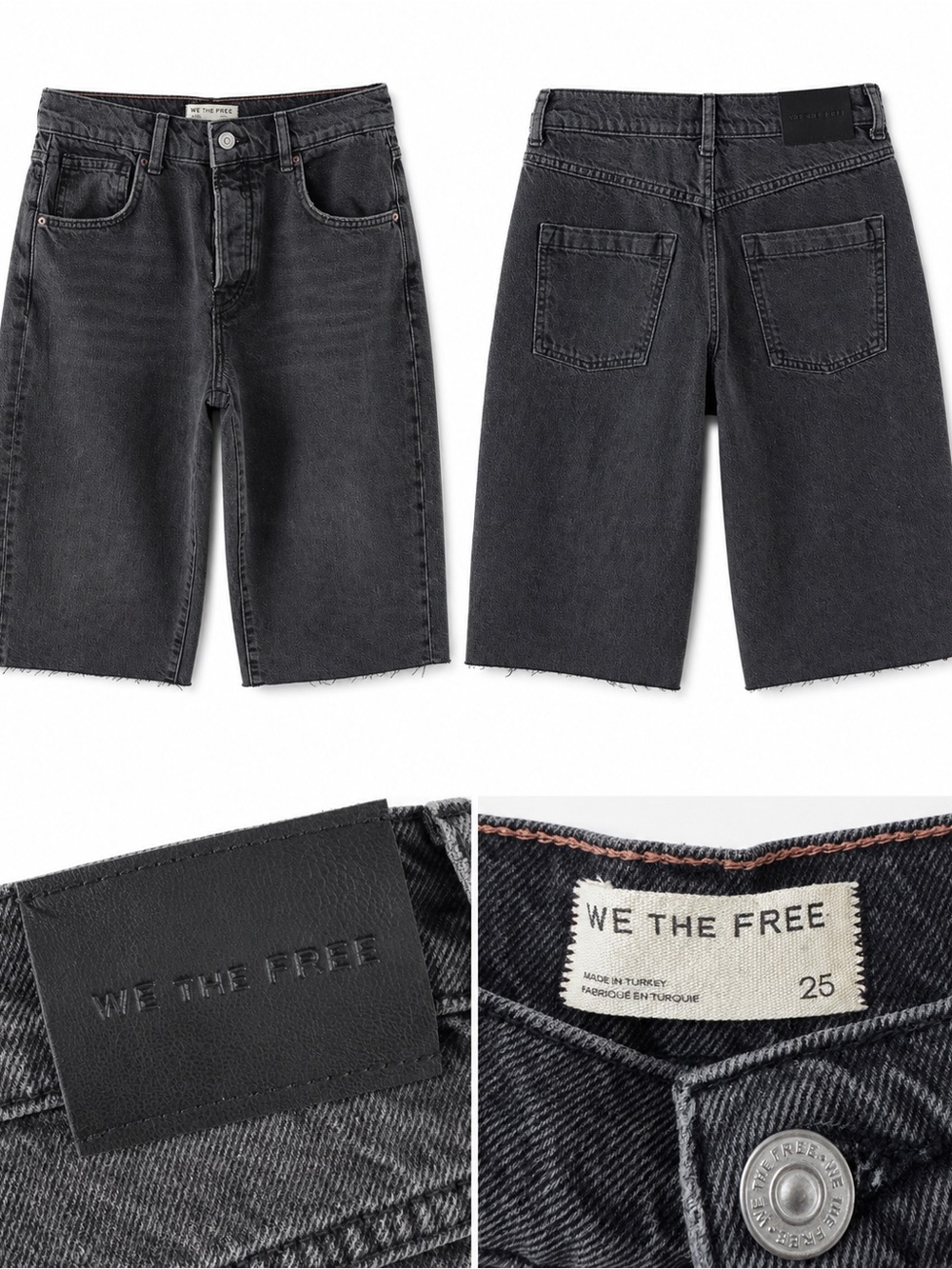 We The Free Charcoal Cutoff Denim Long Shorts